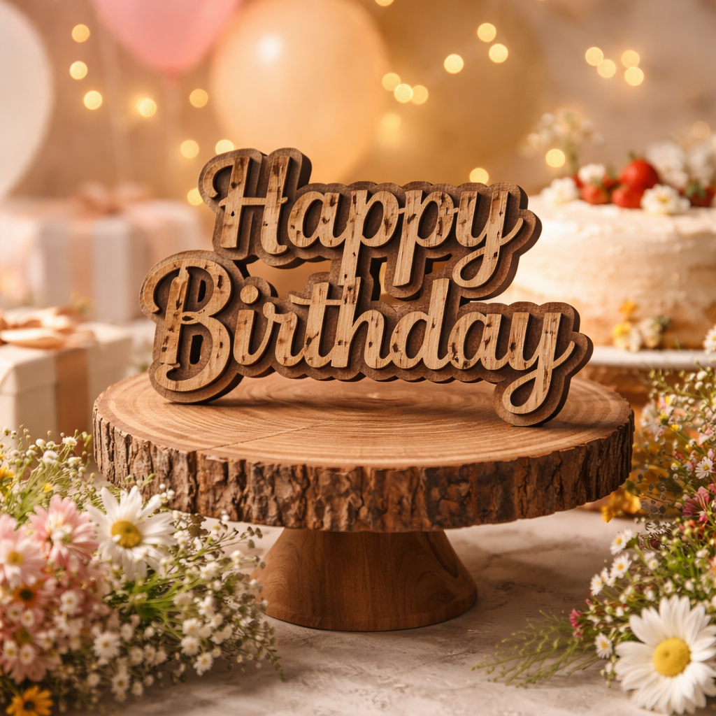 Custom Happy Birthday laser engraved design